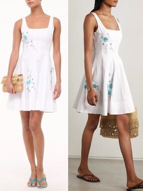 STAUD Wells Mini Dress in Dawn Dandelion White - NWT